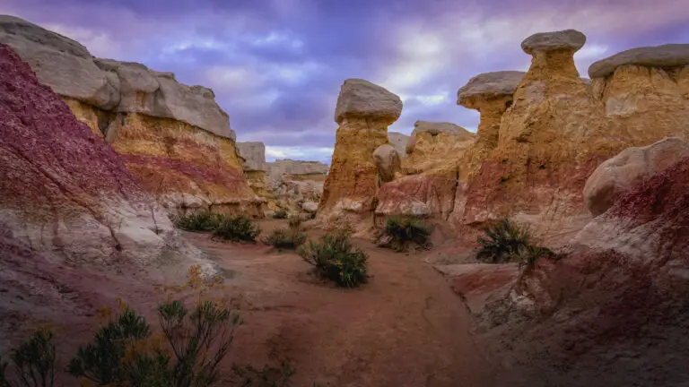 Colorado Photography Locations Colorado Photography Locations Desert canyon with multi toned rock formations and a purple twilight sky